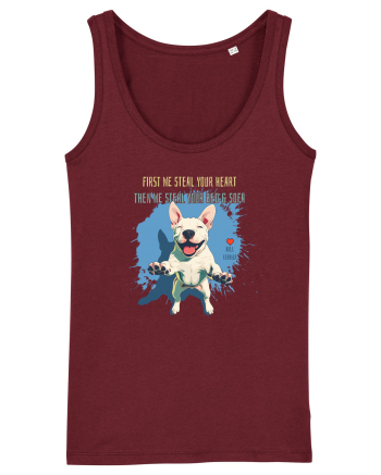 FIRST WE STEAL YOUR HEART, THEN YOUR BED & SOFA - Bull Terrier Burgundy