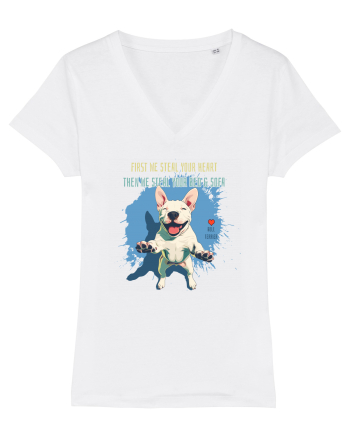 FIRST WE STEAL YOUR HEART, THEN YOUR BED & SOFA - Bull Terrier White