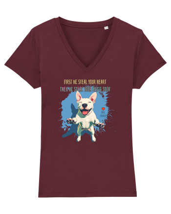 FIRST WE STEAL YOUR HEART, THEN YOUR BED & SOFA - Bull Terrier Burgundy