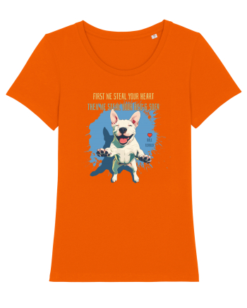 FIRST WE STEAL YOUR HEART, THEN YOUR BED & SOFA - Bull Terrier Bright Orange