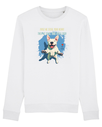 FIRST WE STEAL YOUR HEART, THEN YOUR BED & SOFA - Bull Terrier White