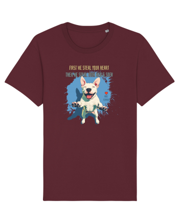 FIRST WE STEAL YOUR HEART, THEN YOUR BED & SOFA - Bull Terrier Burgundy