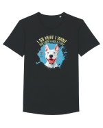 I DO WHAT I WANT & I DON`T GIVE A FLUFF - Bull Terrier Tricou mânecă scurtă guler larg Bărbat Skater