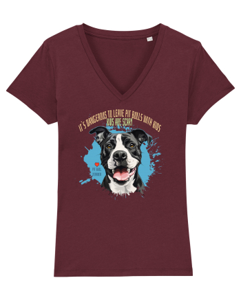 DANGEROUS TO LEAVE PITTBULLS WITH KIDS, KIDS  ARE SCARY - Pitbull Burgundy