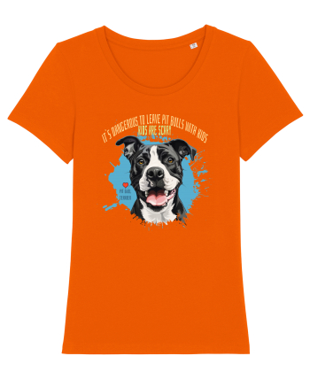 DANGEROUS TO LEAVE PITTBULLS WITH KIDS, KIDS  ARE SCARY - Pitbull Bright Orange