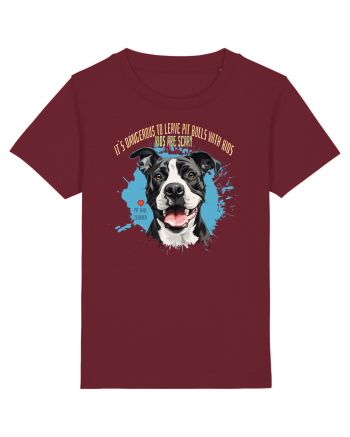 DANGEROUS TO LEAVE PITTBULLS WITH KIDS, KIDS  ARE SCARY - Pitbull Burgundy
