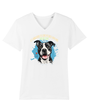 DANGEROUS TO LEAVE PITTBULLS WITH KIDS, KIDS  ARE SCARY - Pitbull White
