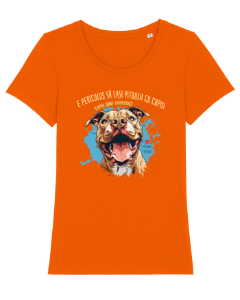 PERICULOS SA LASI PITBULII CU COPIII, COPIII SUNT GROAZNICI - Pitbull Bright Orange
