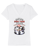 Pentru Gravide Gemeni: Doi Viței Drăguți. Tricou mânecă scurtă guler V Damă Evoker