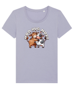 Vacute dragalase, Moo imbratiseaza mai mult Tricou mânecă scurtă guler larg fitted Damă Expresser