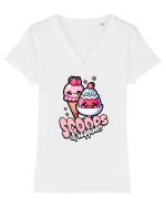 Cupe de înghețată fericire Kawaii Tricou mânecă scurtă guler V Damă Evoker