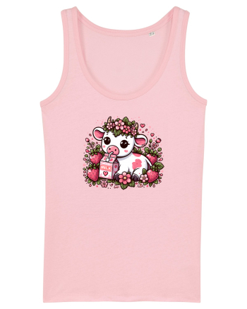 Vaca ce bea Lapte de căpșuni Cotton Pink