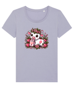 Vaca ce bea Lapte de căpșuni Tricou mânecă scurtă guler larg fitted Damă Expresser