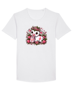 Vaca ce bea Lapte de căpșuni Tricou mânecă scurtă guler larg Bărbat Skater