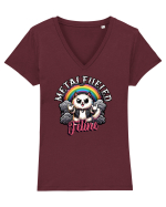 Pisica Rock Cat, o Felina Cu Suflet Rock Metal Tricou mânecă scurtă guler V Damă Evoker