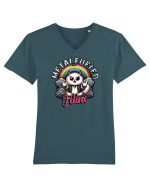 Pisica Rock Cat, o Felina Cu Suflet Rock Metal Tricou mânecă scurtă guler V Bărbat Presenter