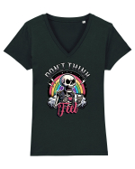 Schelet Rocker - Nu mai gandi, simte! Tricou mânecă scurtă guler V Damă Evoker