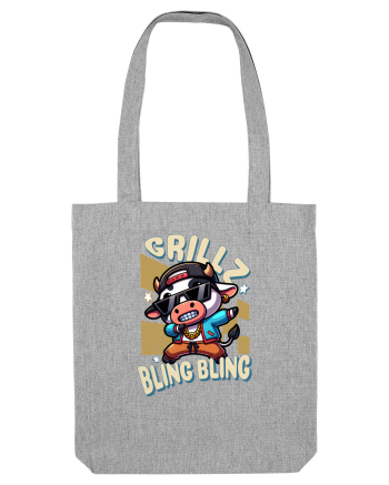 Vaca Cu Grillz Dabbing, O Vaca Amuzantă Bling Bling Heather Grey
