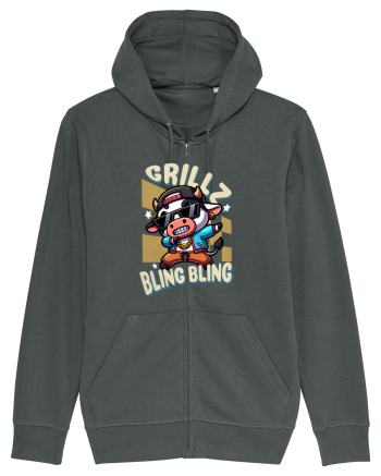 Vaca Cu Grillz Dabbing, O Vaca Amuzantă Bling Bling Anthracite