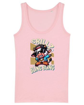 Vaca Cu Grillz Dabbing, O Vaca Amuzantă Bling Bling Cotton Pink