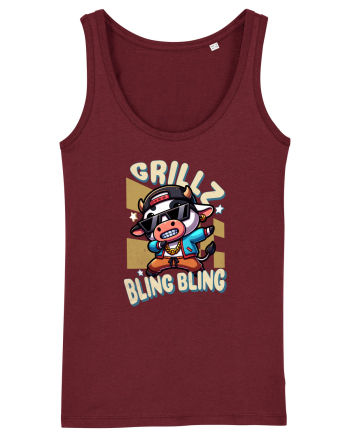 Vaca Cu Grillz Dabbing, O Vaca Amuzantă Bling Bling Burgundy