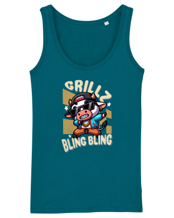 Vaca Cu Grillz Dabbing, O Vaca Amuzantă Bling Bling Ocean Depth