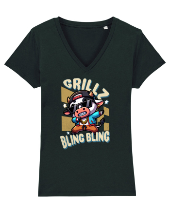 Vaca Cu Grillz Dabbing, O Vaca Amuzantă Bling Bling Black