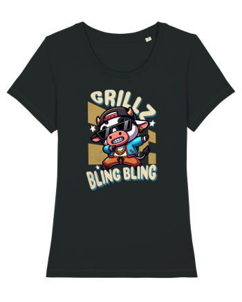 Vaca Cu Grillz Dabbing, O Vaca Amuzantă Bling Bling Black