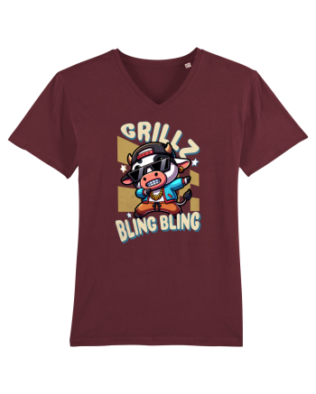 Vaca Cu Grillz Dabbing, O Vaca Amuzantă Bling Bling Burgundy