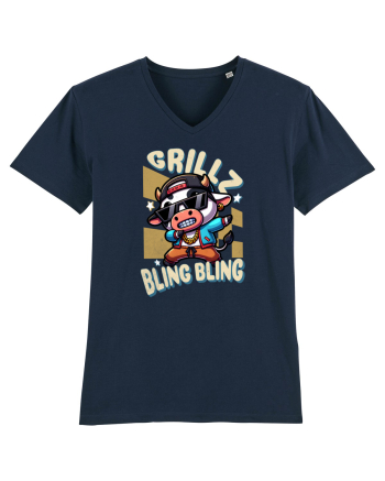 Vaca Cu Grillz Dabbing, O Vaca Amuzantă Bling Bling French Navy