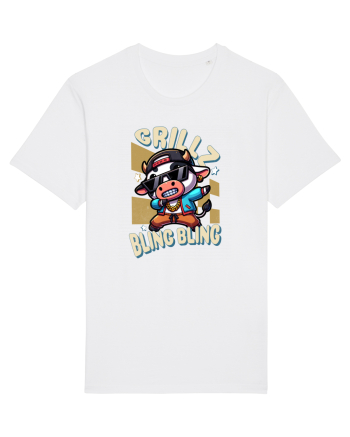Vaca Cu Grillz Dabbing, O Vaca Amuzantă Bling Bling White