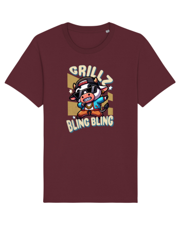Vaca Cu Grillz Dabbing, O Vaca Amuzantă Bling Bling Burgundy