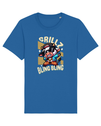 Vaca Cu Grillz Dabbing, O Vaca Amuzantă Bling Bling Royal Blue