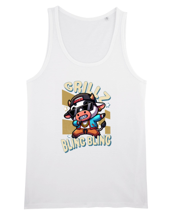 Vaca Cu Grillz Dabbing, O Vaca Amuzantă Bling Bling White