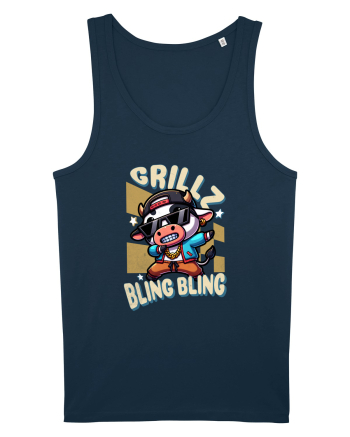 Vaca Cu Grillz Dabbing, O Vaca Amuzantă Bling Bling Navy