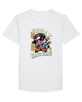 Vaca Cu Grillz Dabbing, O Vaca Amuzantă Bling Bling White