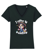 Cadouri pentru Pictori - Rough Collie Drăguț Tricou mânecă scurtă guler V Damă Evoker