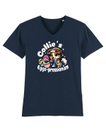 Paște cu Câinele Drăguț Collie Tricou mânecă scurtă guler V Bărbat Presenter