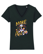 Rough Collie Creează Artă Tricou mânecă scurtă guler V Damă Evoker