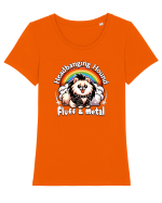Pomeranian Amuzant Tricou mânecă scurtă guler larg fitted Damă Expresser