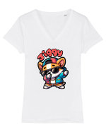Dab Dance Corgi Jiggy în Stil Chibi Tricou mânecă scurtă guler V Damă Evoker