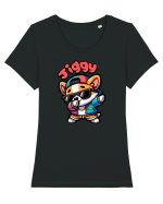 Dab Dance Corgi Jiggy în Stil Chibi Tricou mânecă scurtă guler larg fitted Damă Expresser