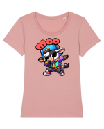 Vaca Amuzantă Dansând Dab în Stil Chibi Tricou mânecă scurtă guler larg fitted Damă Expresser