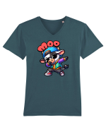Vaca Amuzantă Dansând Dab în Stil Chibi Tricou mânecă scurtă guler V Bărbat Presenter
