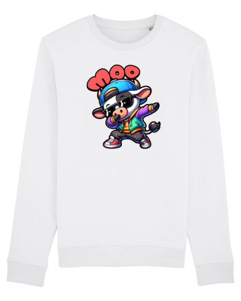 Vaca Amuzantă Dansând Dab în Stil Chibi White