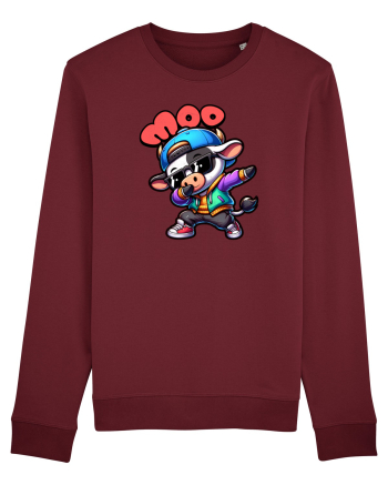 Vaca Amuzantă Dansând Dab în Stil Chibi Burgundy