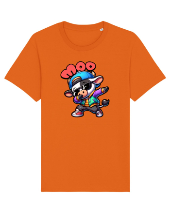 Vaca Amuzantă Dansând Dab în Stil Chibi Bright Orange