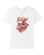 Corgi Amuzant Iubitor de Pizza Tricou mânecă scurtă guler V Bărbat Presenter