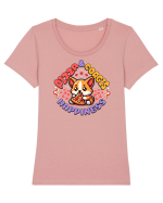 Corgi Mâncând Pizza Tricou mânecă scurtă guler larg fitted Damă Expresser