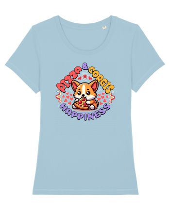 Corgi Mâncând Pizza Sky Blue